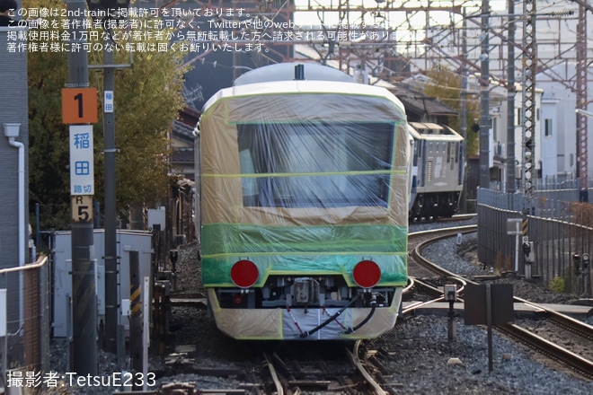 【東武】元60000系を組み込むと思われる80000系81551F+81552F(4両2本)甲種輸送を不明で撮影した写真