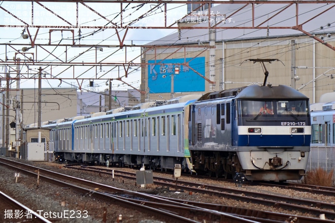 【東武】元60000系を組み込むと思われる80000系81551F+81552F(4両2本)甲種輸送を不明で撮影した写真