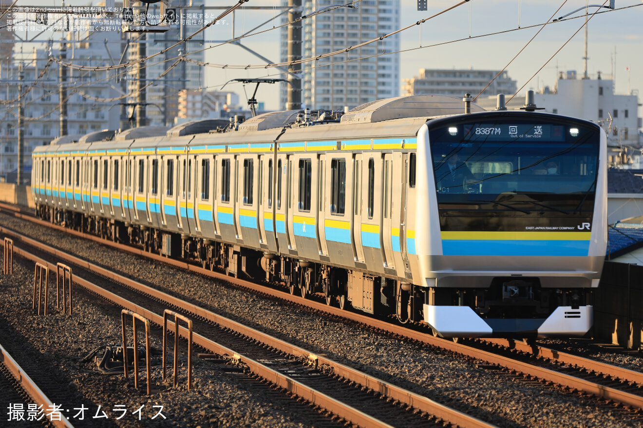 【JR東】E233系マリC1編成 東京総合車両センター出場回送の拡大写真
