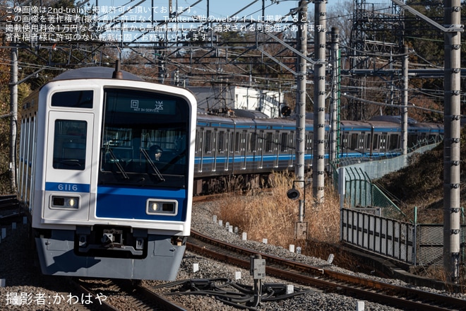 【西武】6000系6116F武蔵丘車両検修場入場回送を不明で撮影した写真
