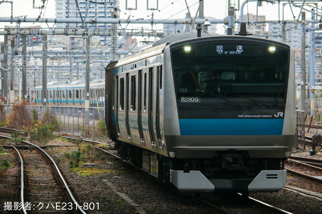 【JR東】E233系サイ123編成 東京総合車両センター出場の拡大写真