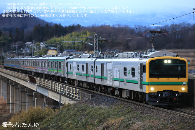 【JR東】205系センM5編成と205系センM11編成が秋田総合車両センターへ配給輸送