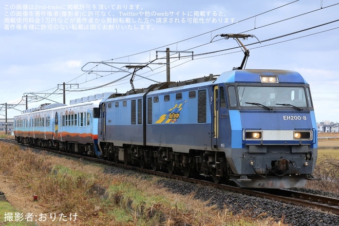 【あい鉄】413系AM01編成「一万三千尺物語」がしなの鉄道の屋代へ甲種輸送を不明で撮影した写真