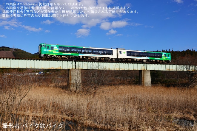 【JR東】陸羽東線などで臨時快速「風っこストーブ湯けむり号」を運行を川渡温泉～鳴子御殿湯間で撮影した写真