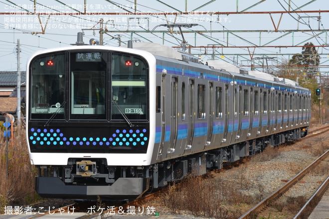 【JR東】仙石線のE131系800番台センN10編成がJ-TREC新津事業所を出場し試運転を不明で撮影した写真