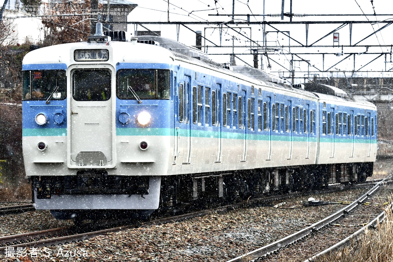 【しな鉄】115系S11編成が新信州色となり試運転の拡大写真