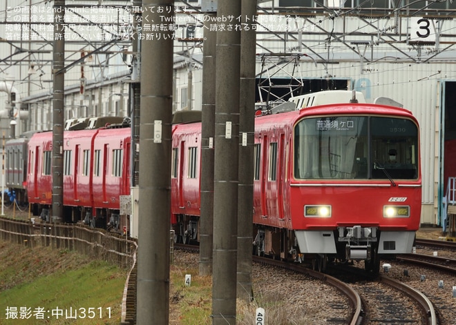 【名鉄】3500系3530F舞木検査場での更新工事を終えて出場試運転 を不明で撮影した写真