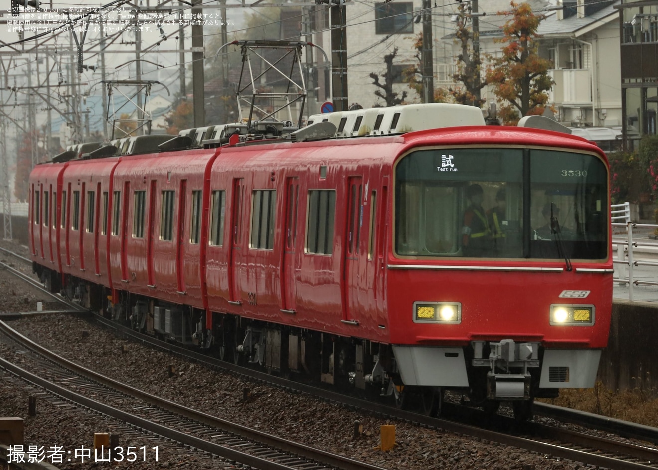 【名鉄】3500系3530F舞木検査場での更新工事を終えて出場試運転 の拡大写真