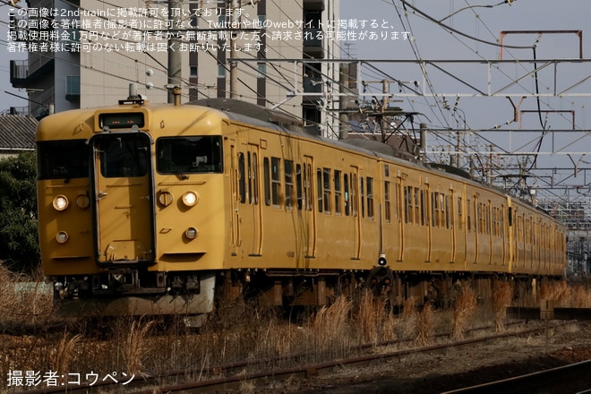 【JR西】115系D-14編成+D-04編成が下関へ廃車のため回送（1枚目）