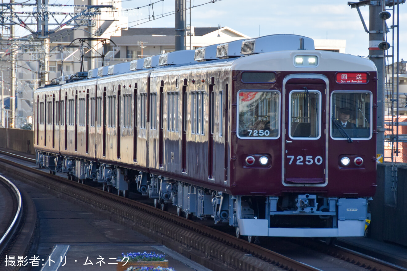 【能勢電】7200系7200F 正雀出場回送の拡大写真