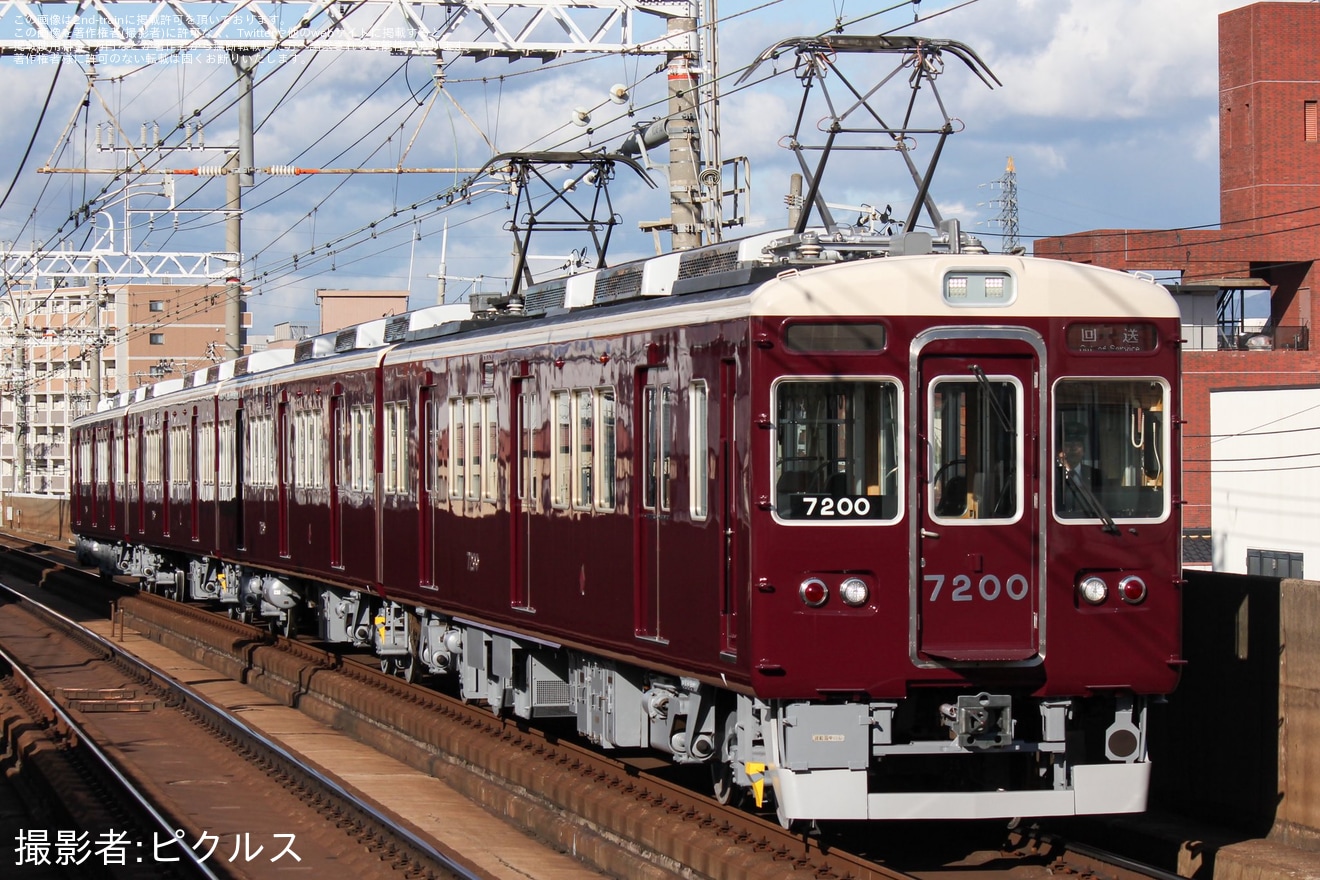 【能勢電】7200系7200F 正雀出場回送の拡大写真