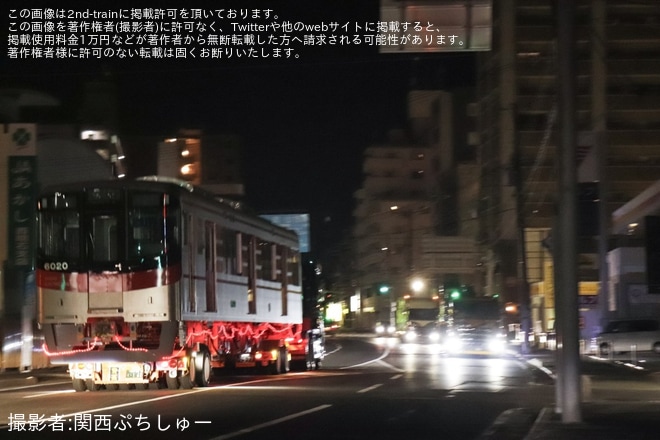 【山陽】6000系6020Fが陸送搬入を不明で撮影した写真