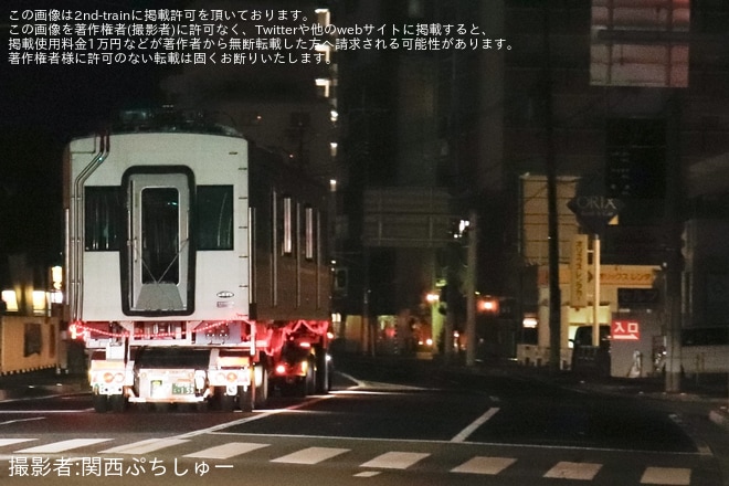 【山陽】6000系6020Fが陸送搬入を不明で撮影した写真