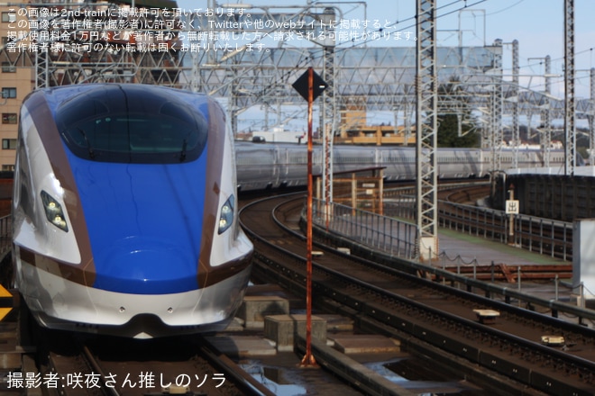 【JR東】E7系F5編成新幹線総合車両センター出場試運転を不明で撮影した写真