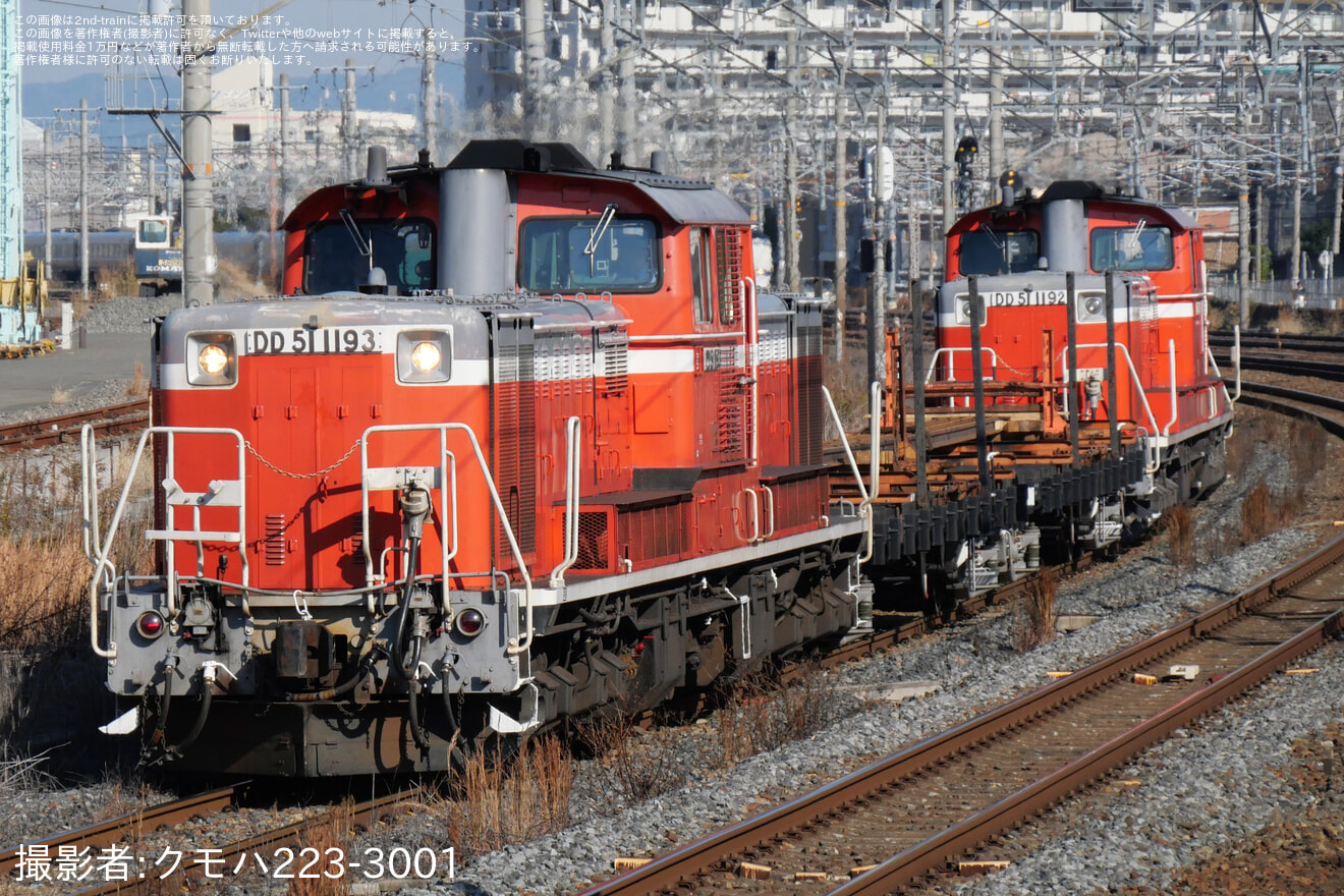 【JR西】DD51-1193・DD51-1192プッシュプルによる吹田工臨が運転の拡大写真