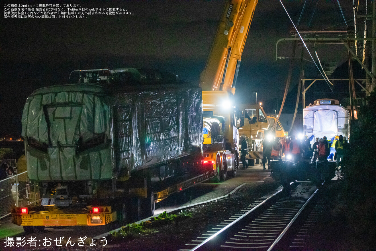 【江ノ電】700形701F 極楽寺検車区に到着の拡大写真
