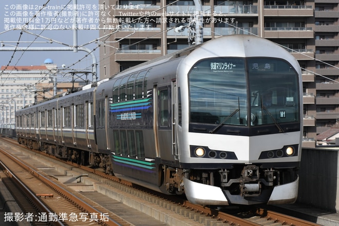 【JR西】瀬戸大橋線が強風により不通となり快速マリンライナー児島行き が運転を不明で撮影した写真