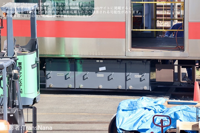 【東急】5000系5108Fの長津田車両工場でL字型アンテナ撤去や列車無線のデジタル対応化などが実施を長津田車両工場で撮影した写真