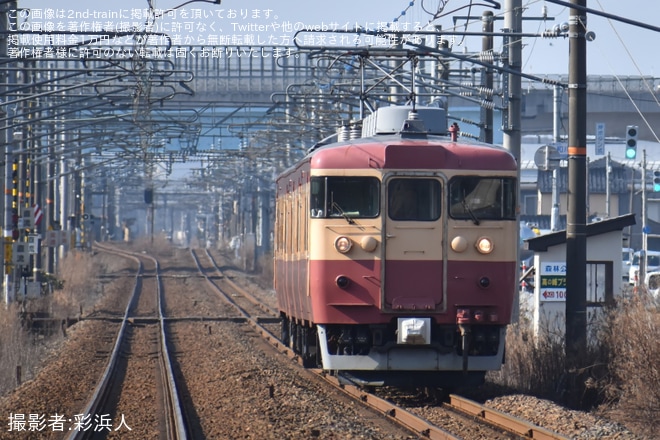 【トキ鉄】413系・455系「交直流急行色」が富山から返却回送を不明で撮影した写真