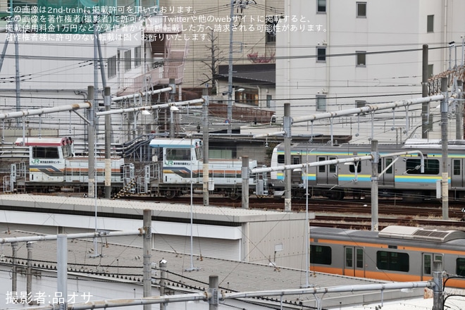 【JR東】E233系H49編成が房総色となりE233系C3編成となっていることが確認を東京総合車両センター付近で撮影した写真