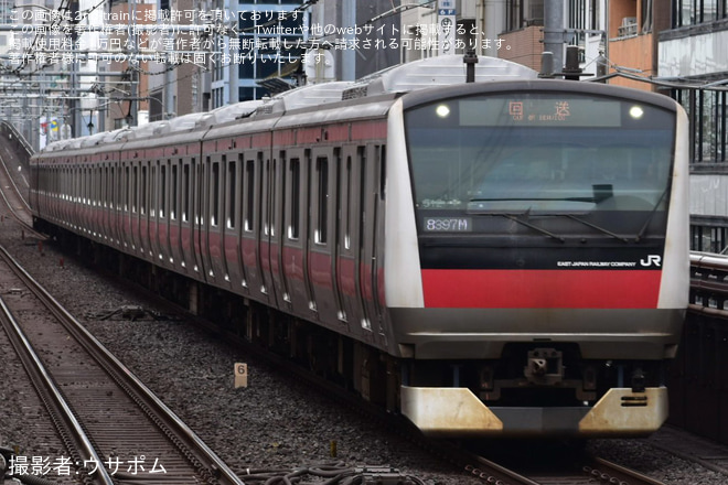 【JR東】E233系ケヨ512編成東京総合車両センター出場回送を不明で撮影した写真