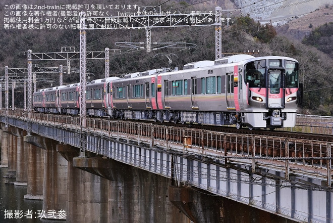 【JR西】227系500番台H2編成＋H3編成＋H4編成岡山地区で試運転を不明で撮影した写真