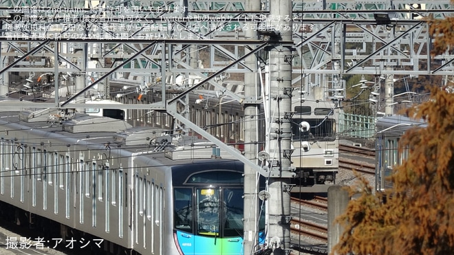 【西武】7000系7104F(元東急9000系9005F)武蔵丘車両検修場出場を不明で撮影した写真