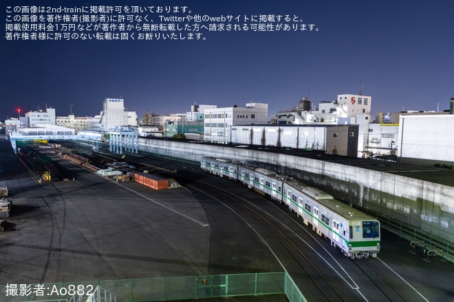 【メトロ】6000系ハイフン車が新木場車両基地から深川検車区行徳分室まで陸送を不明で撮影した写真