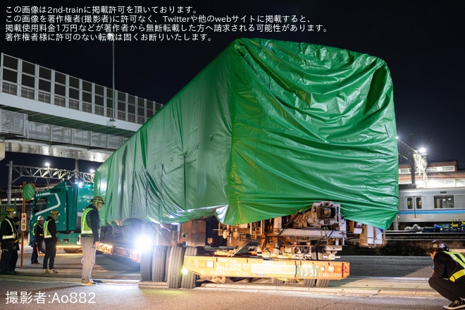 【メトロ】6000系ハイフン車が新木場車両基地から深川検車区行徳分室まで陸送を不明で撮影した写真