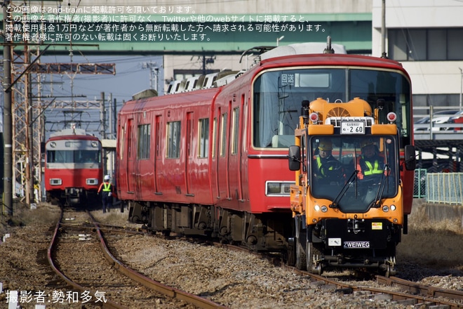 【名鉄】6800系6810Fと6500系6501Fが東名古屋港へ回送を不明で撮影した写真
