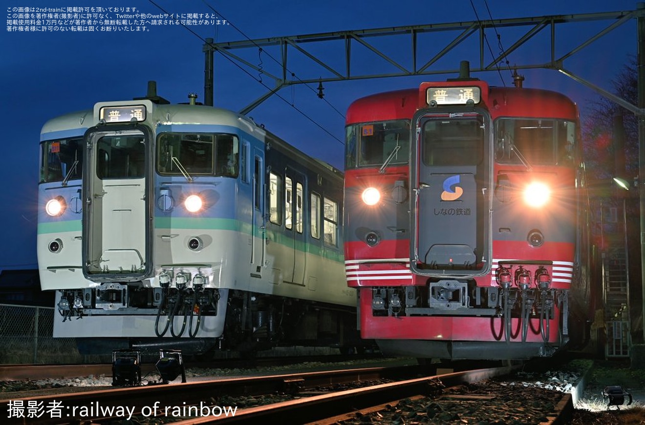 【しな鉄】「プロジェクト115」特別企画として、戸倉駅構内で「115系夜間撮影会」を開催の拡大写真