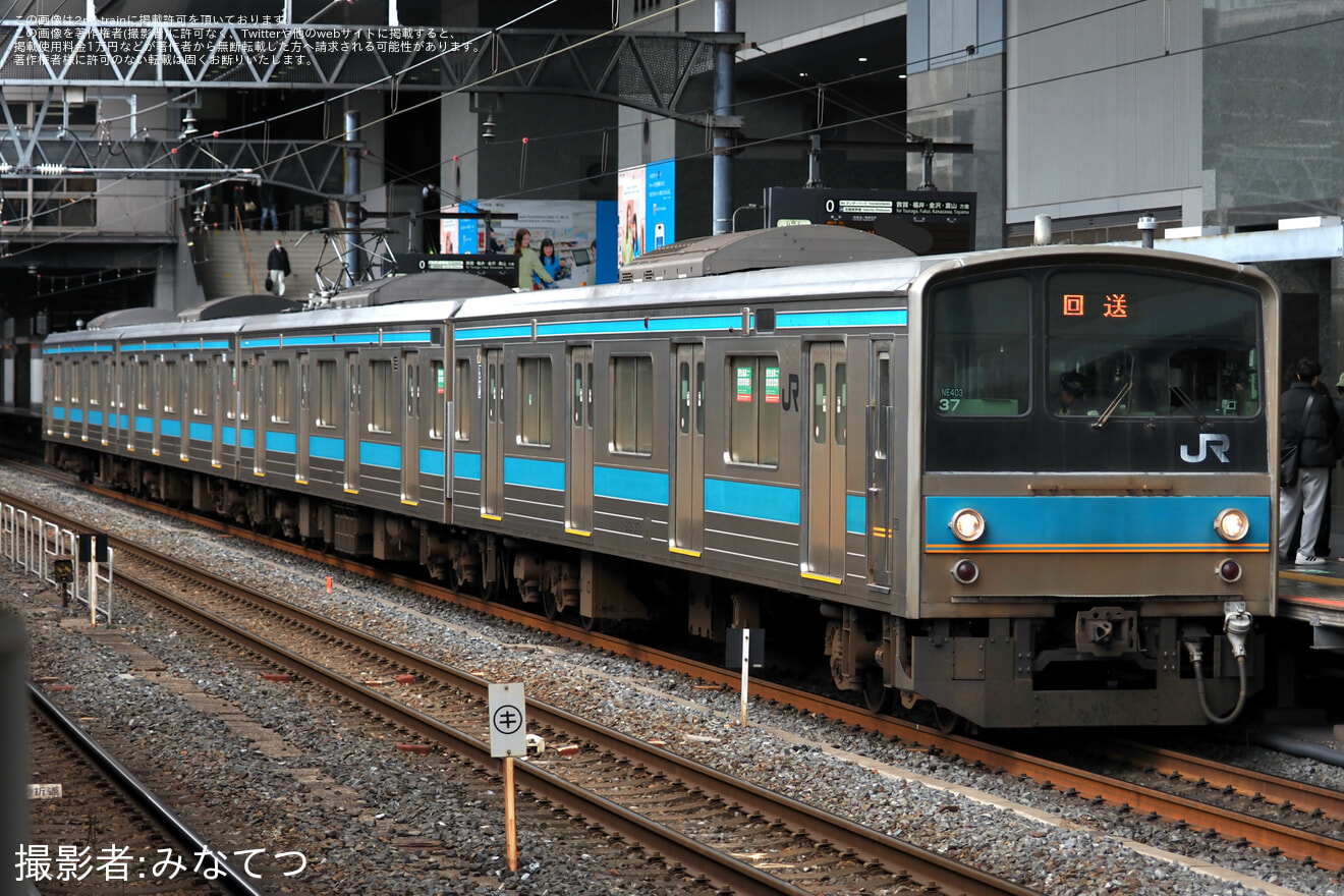 【JR西】205系NE403編成を使用した乗務員訓練がJR京都線で運転されるの拡大写真