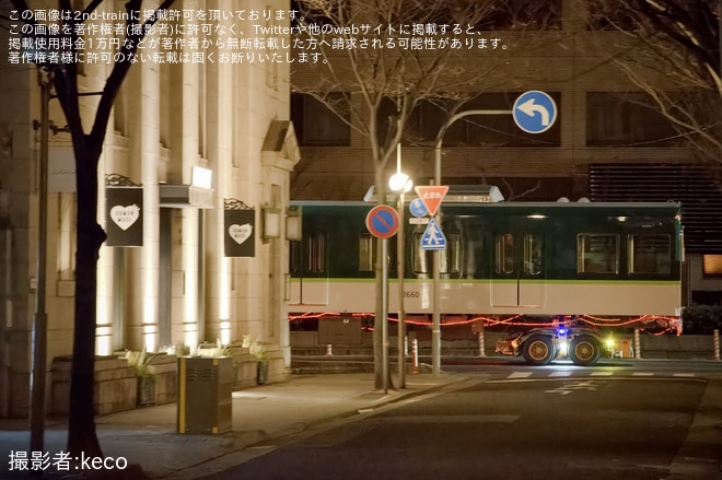 【京阪】13000系13010F川崎車両から陸送を不明で撮影した写真