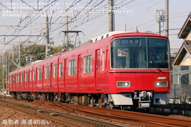 【名鉄】各務原線開業100周年記念系統板が取り付けを不明で撮影した写真