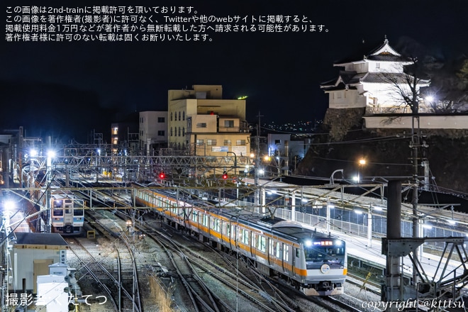 【JR東】E233系トタP524編成（東京アドベンチャーラインヘッドマーク取り付け）が、小淵沢まで試運転（3枚目）