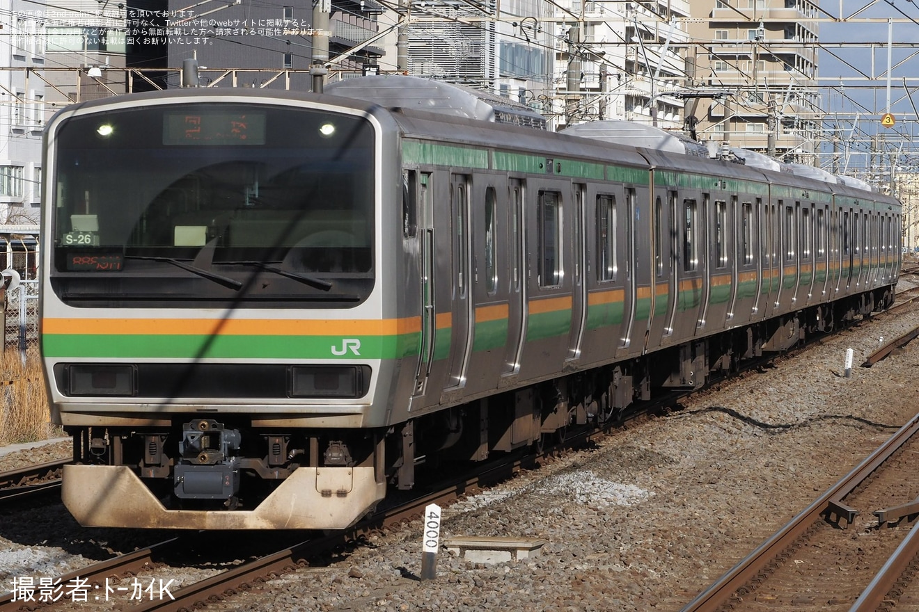 【JR東】E231系コツS-26編成東京総合車両センター出場回送の拡大写真