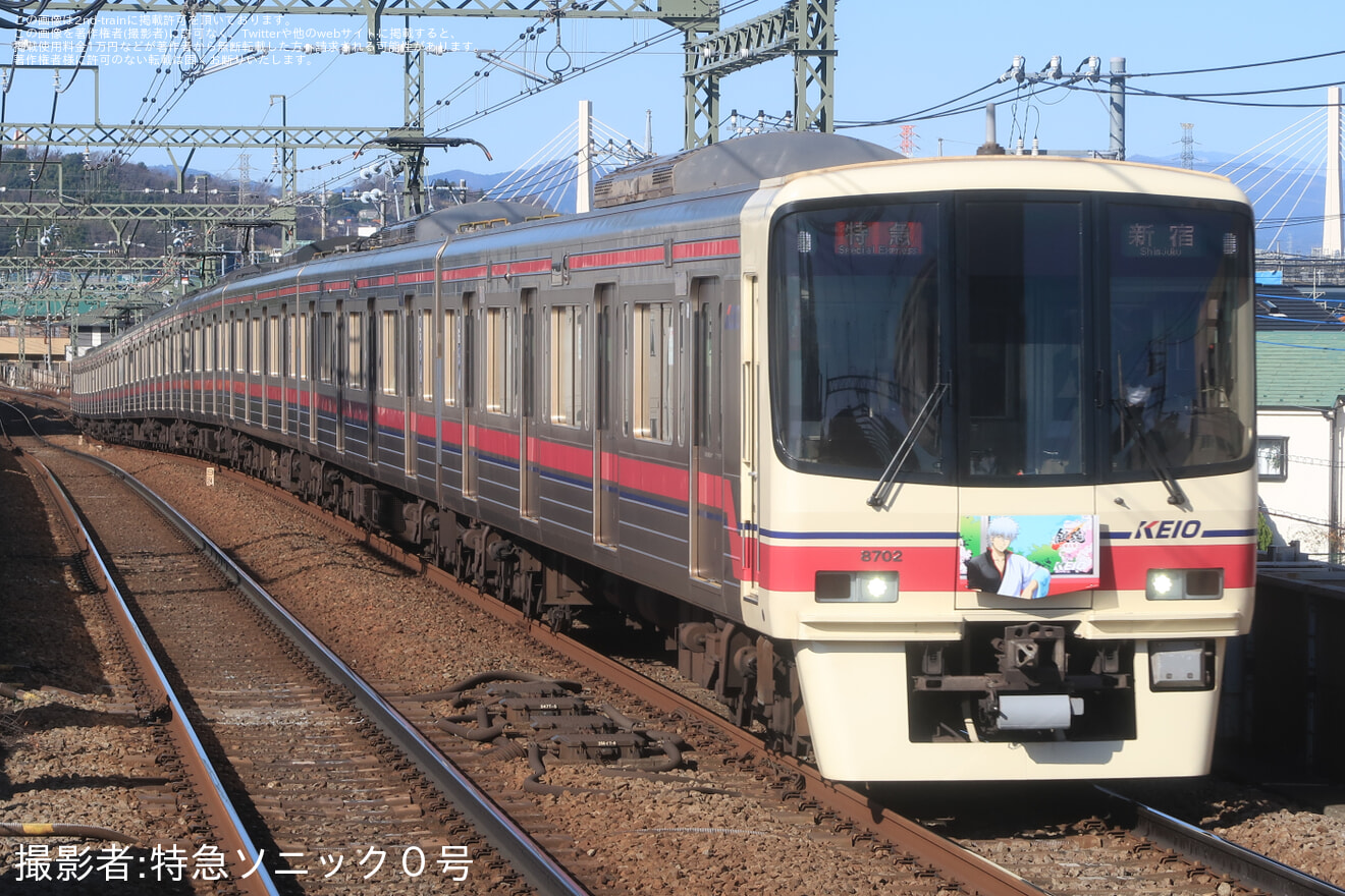 【京王】8000系8702Fに「新劇場版 銀魂 -吉原大炎上-」ヘッドマーク掲出の拡大写真
