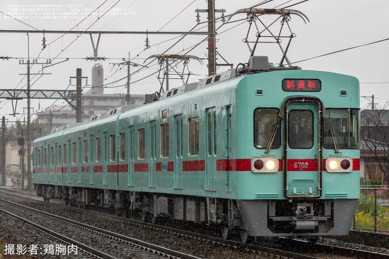 【西鉄】6000形6702F筑紫車両基地出場試運転の拡大写真