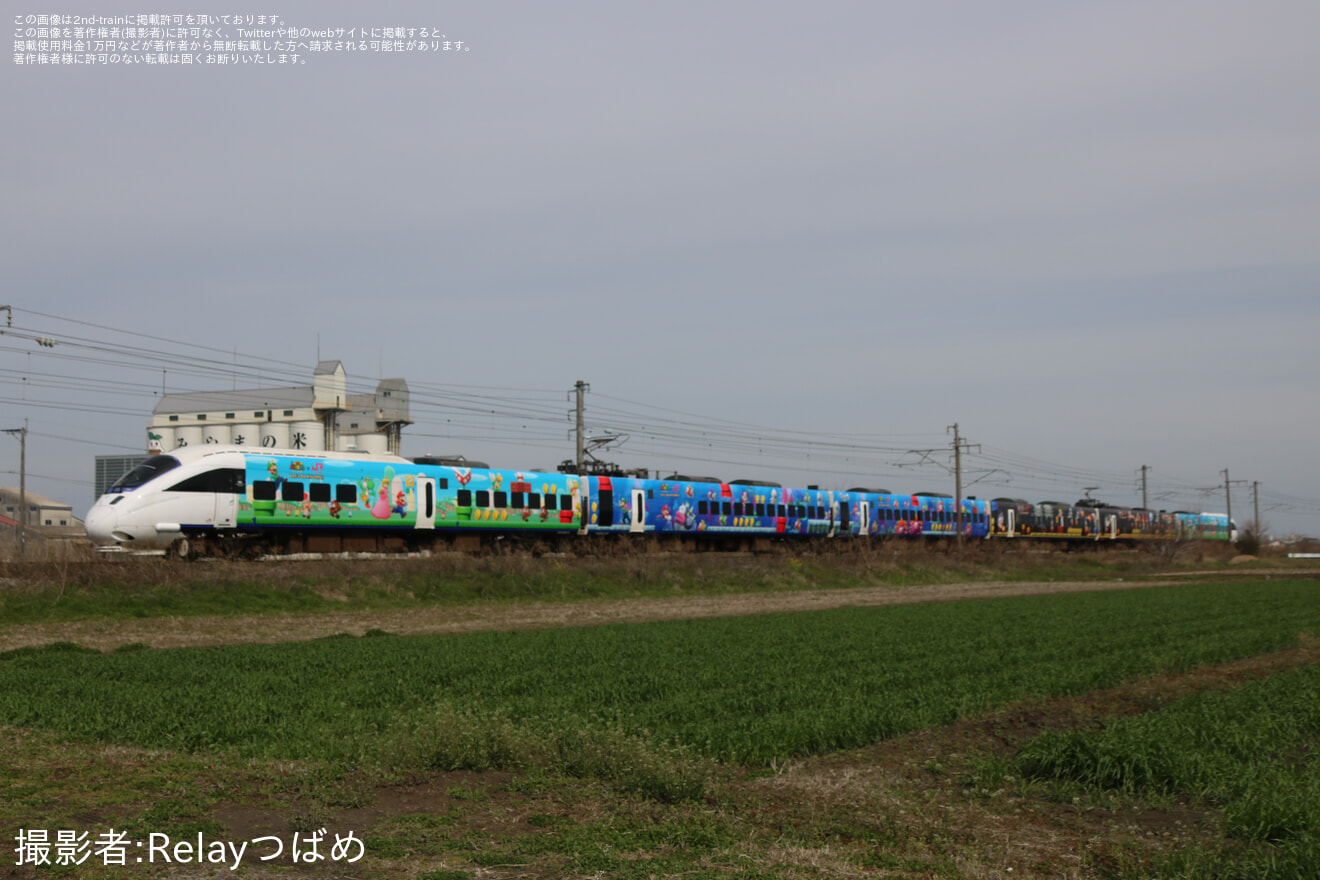 【JR九】885系SM3編成を使用した特急「スーパーマリオ号」が熊本へ臨時運行の拡大写真