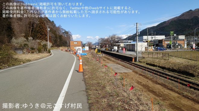 【富士急】寿駅で行き違い施設新設工事が確認を寿駅で撮影した写真