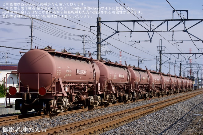 【JR貨】タキ1200形10車が泉から川崎貨物まで廃車と思われる回送（2日目）を吉川美南～新三郷間で撮影した写真