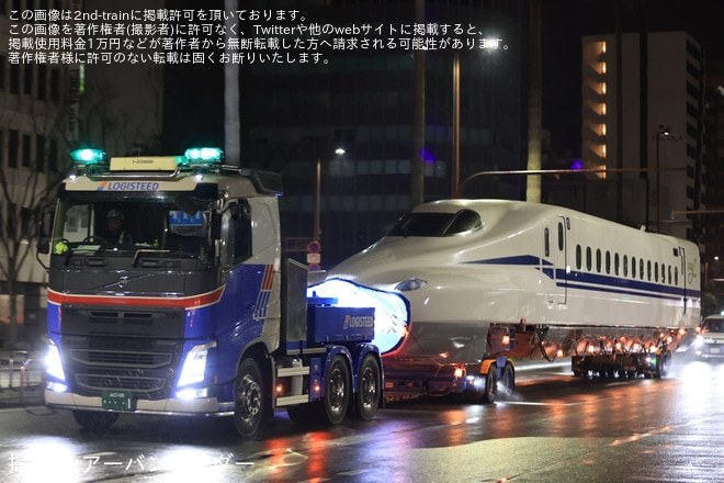 【JR西】N700S H7編成搬入陸送を不明で撮影した写真