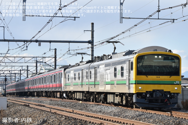 【JR東】E233系ケヨ501編成 秋田総合車両センター出場配給を不明で撮影した写真