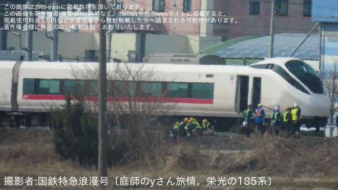 【JR東】E657系K2編成が常磐線の内原駅付近で乗用車と衝突する事故に遭遇（4枚目）