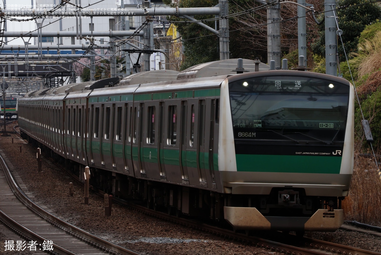 【JR東】E233系ハエ108編成 東京総合車両センター入場の拡大写真