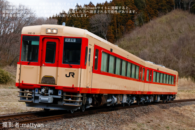 【JR東】キハ111-3・キハ112-3が「おもいで車両」となり磐越東線で出場試運転（2枚目）