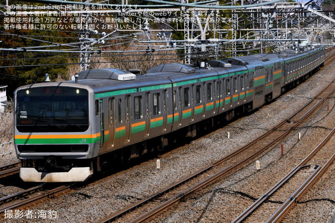 【JR東】E231系1000番台ヤマU525編成松戸車両センター我孫子派出での車輪転削に伴う返却回送 - 南柏～北小金間にて撮影