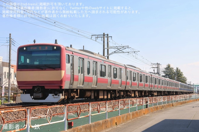 【JR東】E531系K451編成(赤電)+K466編成が郡山総合車両センター入場回送を不明で撮影した写真