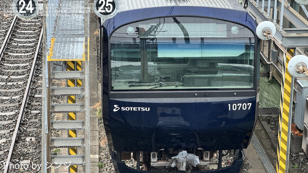 8/7 2番手 10707×8 かしわ台出場試運転】相鉄10000系10707編成 大和駅2番線進入