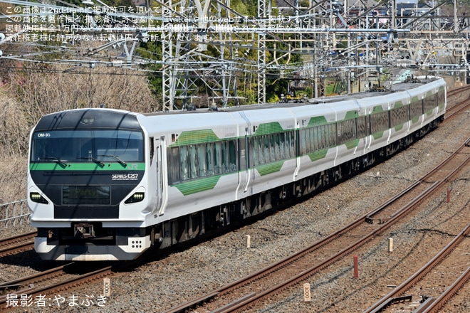 【JR東】E257系OM-93編成使用「新金線開業100周年企画！大宮操車場とJR貨物線めぐり」団臨運転を不明で撮影した写真